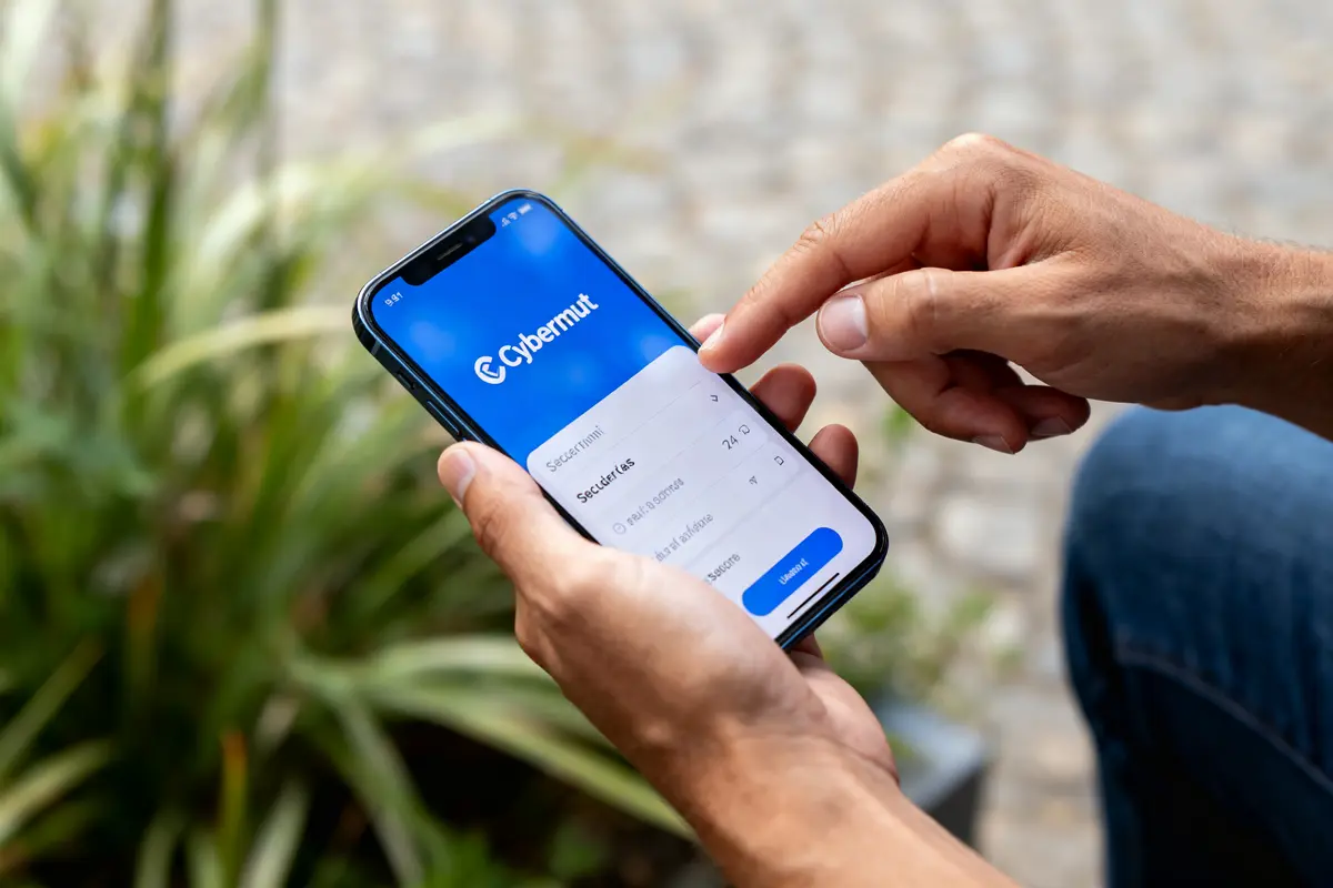 Personne effectue un paiement avec une carte bancaire et un téléphone portable via une application.